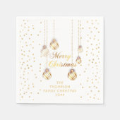 Gouden Script Confetti Wit Familie Kerstballen Servet (Voorkant)
