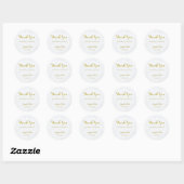 Gouden Script Dank u Sjabloon Wit Marmer Ronde Sticker (Vel)