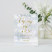 Gouden Script Datumwijziging Uitgesteld Wintereven Briefkaart (Staand voorkant)