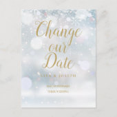 Gouden Script Datumwijziging Uitgesteld Wintereven Briefkaart (Voorkant)