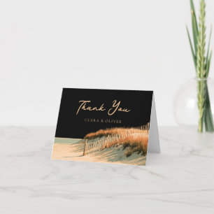 Gouden Script Dune Omheining Cape Cod Strand Huwel Bedankkaart