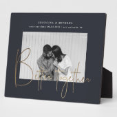 gouden script één foto behalve de datum verloving  fotoplaat (Zijkant)