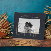 gouden script één foto behalve de datum verloving  fotoplaat (Zijkant)