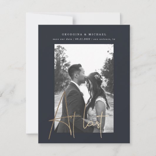 gouden script één fotokaart verloving (Voorkant)