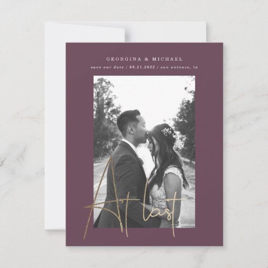 gouden script één fotokaart verloving (Voorkant)