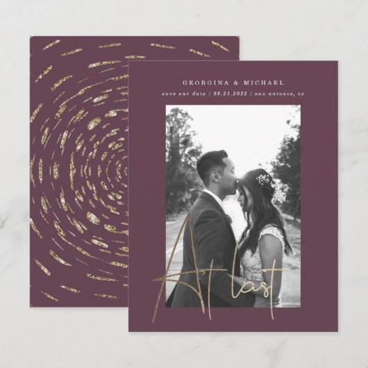 gouden script één fotokaart verloving (Voorkant / Achterkant)