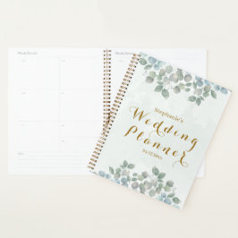 Gouden Script eucalyptus aquarel bruiloft planner