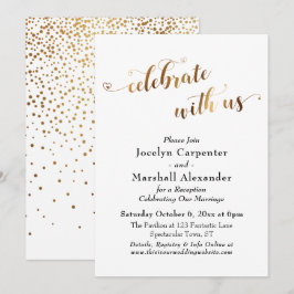 Gouden Script Feest met Ons Confetti Achterkant Kaart