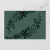 Gouden script Floral diepgroene trouwrichting Informatiekaartje (Achterkant)