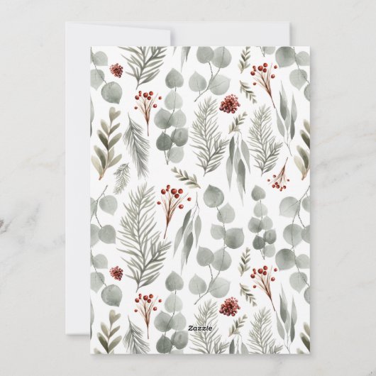 Gouden Script Foliage 3 Fotocollage Kerst Kaart (Achterkant)