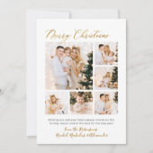 Gouden Script Foliage 6 Multi Photo Christmas Feestdagenkaart (Voorkant)