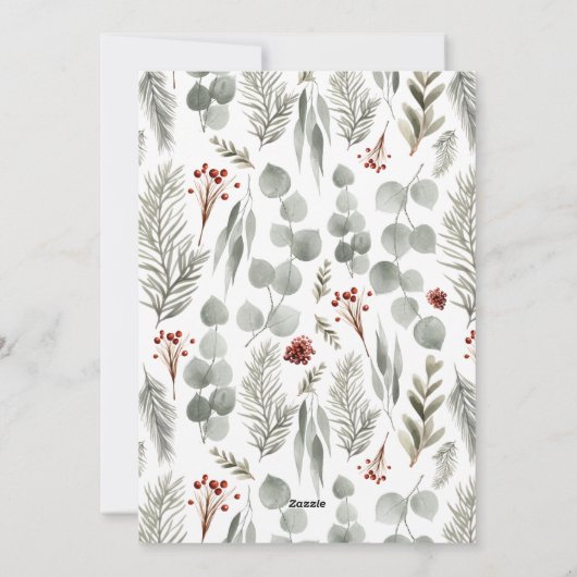 Gouden Script Foliage 6 Multi Photo Christmas Feestdagenkaart (Achterkant)