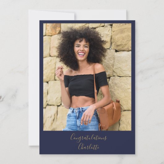 Gouden Script Foto Afstudeerfeest Helder Toekomst Kaart (Achterkant)