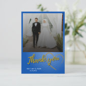 Gouden Script Foto Bruiloft Dank u Kaart (Staand voorkant)