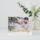 Gouden Script Foto Prettig Kerstfeest Briefkaart (Staand voorkant)