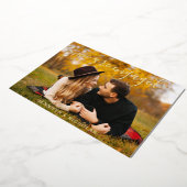 Gouden Script Foto Trouw Verlovingskaart Save the  Folie Uitnodiging (Gedraaid)