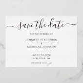 Gouden Script Foto Trouw Verlovingskaart Save the  Folie Uitnodiging (Achterkant)