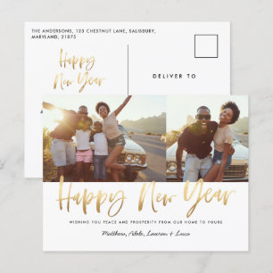 gouden script gelukkig nieuwjaar multi foto nieuwj feestdagenkaart