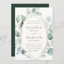 Gouden Script Geometrische groen loof bruiloft