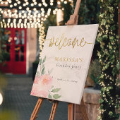 Gouden Script geschilderd Floral Verjaardagsfeest  Poster