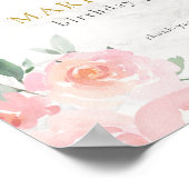 Gouden Script geschilderd Floral Verjaardagsfeest  Poster (Hoek)