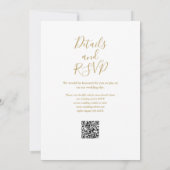 Gouden Script Groene Bloemen QR Code Trouwkaart Kaart (Achterkant)