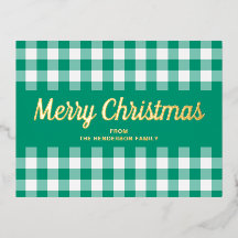 Gouden script groene Gingham vrolijk kerstfeest