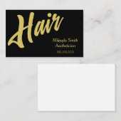 Gouden Script Haar op Zwart Visitekaartje (Voorkant / Achterkant)