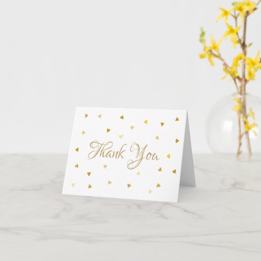 Gouden Script Hartjes Confetti Dankjewel Kaart (Gele Bloem)