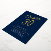 Gouden Script Hoofdstuk 30 Blauw 30e Verjaardagsfe Folie Uitnodiging (Gedraaid)