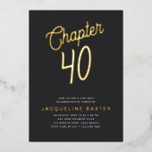 Gouden Script Hoofdstuk 40 40e Verjaardagsfeest Folie Uitnodiging (Voorkant)