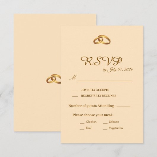 Gouden Script Huwelijks RSVP Kaart (Voorkant / Achterkant)