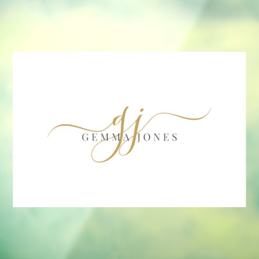 Gouden Script Initialen Monogram Minimalistisch Wi Raamsticker (Vel 3)