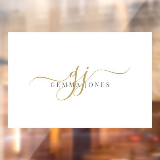 Gouden Script Initialen Monogram Minimalistisch Wi Raamsticker (Vel 2)