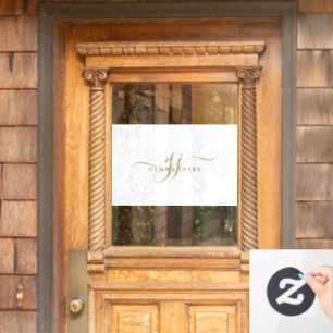 Gouden Script Initialen Monogram Minimalistisch Wi Raamsticker