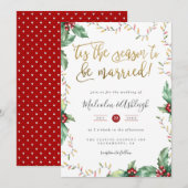 Gouden script is het seizoen van de kerstbruiloft feestdagenkaart (Voorkant / Achterkant)