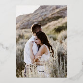 gouden script ivoor 2 foto's bruiloft folie uitnodiging (Achterkant)