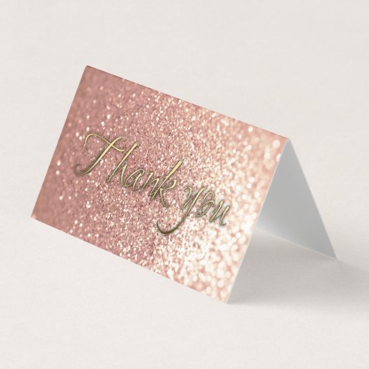Gouden script kalligrafie Dank u glittery Visitekaartje (Voorkant)