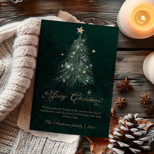 Gouden Script Kerstboom  Feestdagenkaart