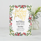 Gouden Script Kerstfeest Borrel Florale Landelijke Kaart (Staand voorkant)