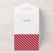 Gouden script kerstmis multi foto vakantie al all in one uitnodiging (Buitenkant)