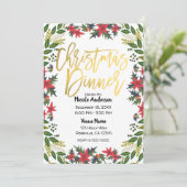 Gouden Script Kerstvakantie Feest Bloemmotief Rust Kaart (Staand voorkant)