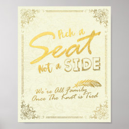 Gouden Script Kies Een Stoel Niet Een Kant Trouwbo Poster