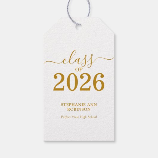 Gouden Script Klas van 2026 Modern Cadeaulabel (Achterkant)