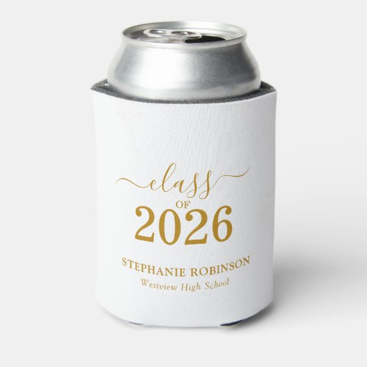 Gouden Script Klas van 2026 Moderne Afstudeerfeest Blikjeskoeler (Blikje Achterkant)