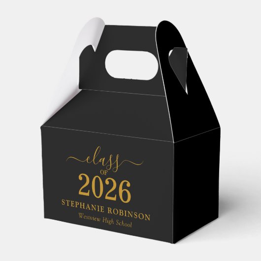 Gouden Script Klas van 2026 Zwarte Afstuderen Bedankdoosjes (Voorkant Zijde)