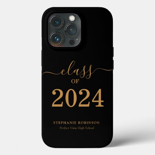 Gouden Script Klasse van 2024 Afstuderen Case-Mate iPhone Case (Achterkant)