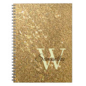 Gouden Script Kleine Monogram Frost Glitter Girly Notitieboek (Voorkant)