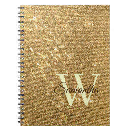 Gouden Script Kleine Monogram Frost Glitter Girly Notitieboek