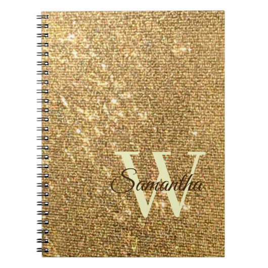 Gouden Script Kleine Monogram Frost Glitter Girly Notitieboek (Voorkant)